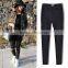China 2016 Summer Fashion Women Black High Waist Leggings Ladies Knee Holes Pencil Skinny Ripped Jeans Wholesale Price