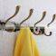 Wall Mount Entryway Storage Rack for Jackets, Coats, Hats, Scarves - 4 Hooks,Antique Brass