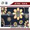 Black and yellow flower pattern Junma China Design tricot flocking fabric