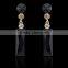 2016  black strip-type shape cubic zircon charm earring 18k yellow gold plated jewelry for party