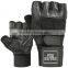 cowhide leather weight lifting glove gym fitness gloves half finger silicon printing or embroidery