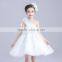 2017 wholesale children one sleeve shoulder dress flowers slashes dresses
