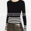 EY0861S European Style Fashion Stripe Pullover Women Sweater