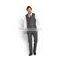 Juqian brand coat pant men suit gray men's tailored man suit