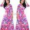 Ebay Hot Selling Cheap Women Contrast Color Chiffon Long Maxi Dress