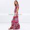Bambi bloom floral printed short sleeve ruffled maxi wrap dresses