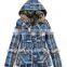 Elegant lady padding winter coat check design with hood&fur collar