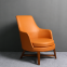 modern hotel orange ash wooden leg leather arm lounge chair