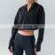 Hot New Style Women's Zipper Long-sleeved Jogger Hooded Slim-fit Short Cotton Cropped Jacket For Gym