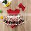 Christmas Girls Romper Dress + headband Baby Red Santa Ruffles Sleeveless Party Romper 0-24M