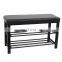 Customized Black PVC Leather Luxury Shoe Rack Rectangle  Long Double Size Beach with Metal Frame