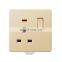 New design golden flame retardant PC panel 5-pin IF switch socket with/without neon light electrical wall switch socket panel