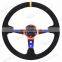 Black Stitching 350mm Deep Corn Rally Steering Wheel Leather Steering Wheel Racing