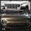 Front Grill Cover Matte Black with Amber LED Running Lights for 2018 and Up Jeep Wrangler JL JLU JT Gladiator Accessories