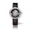 Small MOQ New Launched Elegant Automatic Skeleton 5ATM Waterproof Leather Strap Lady Watch