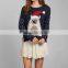 Lady winter knitting wear o-neck jacquard christmas sweater pullover