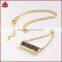 Silver Crystal Drusy Long Boho Necklace Druzy Bar Necklace in Gold