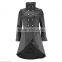 WOMENS GOTHIC BUTTON STYLE COTTON LONG COAT BLACK COLOR