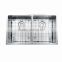 2016 new double bowl stainless steel kitchen sink with drainer