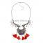 Newest fashion jewelry latest alloy pendant and multicolor neon tassel necklace