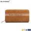 woman leather wallet brown classic elegant style plain color double zipper PU leather fashion women leather wallet