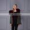 Short Wine Fox Fur Lined With Raccoon Fur Collar Trim Hooded Parka Coat Supplier's Choice
