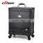 Professional 4 Wheels Sunrise Portable Functional Black Makeup case odm rolling hard side cosmetic case