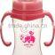 Baby Feeding Bottle with handle and liquid silicone Nipple For Baby Bottle
