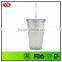 LFGB, FDA certification 16 oz Plastic diamond coffee tumbler with straight straw