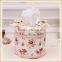 Home decoration circular fabric paper tissue box
