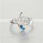 Fashion Women Drop Blue Zircon 925 Sterling Silver Ring For Anniversary