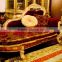 Luxury French Rococo Style Golden Frame Red Fabric Chaise/ Wood Living Room Chaise Lounge/ Fabric Daybed Couch Reclining Chair