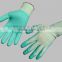 NMSAFETY 13 gauge green polyester liner coated green water PU on palm gloves