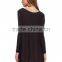 Ladies gray color fitted long sleeve loose body stretch cotton fabric blouse