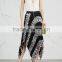 Wholesale Women Apparel Pleated Printed Black and White Cloque Skirt(DQE0351SK)
