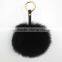 Myfur Cute Lady Bag Charm Rose Color Genuine Fox Fur Pompom Keychain