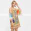 Print Kimono Sleeve Dress, women cold shoulder spaghetti strap dress