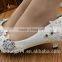 White lace crystal low heels with a ladies' shoes dress and heels bridesmaids shoes WS033