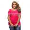 Fashion plus size sexy t shirt fold strapless short sleeve lace women's t shirt