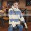 TWOTWINSTYLE Spring Striped Print Women Knitting Sweater Stand Collar Long Sleeve Loose Pullover