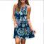 Modest plus size women clothing casual sleeveless floral maxi dress