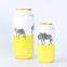 European Simple Style Zebra Painting Cylinder Yellow Ceramic Storage Vases Flower Decoration With Round Lid For Living Room