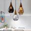 EUROPEAN simple Single Head glass and wood pendant light for decorate