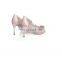 Pink color with flowers design women shinning and glittering upper pumps high heels sandals shoes