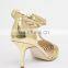 women metallic T- bar design heels fashion sandals shoes