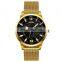 Skmei 9166 OEM Watches Quartz Golden Men Stainless Steel Wholesale Wrist Watches