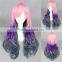 cheap beauty long 70cm colorful pink purple Gary wave cosplay Lolita women party wig
