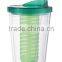 Double wall plastic straw mug with fruit infuser
