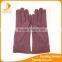 Ladies simple micro velvet hand gloves decorated with little leather bowknot