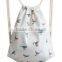 Canvas drawstring bag with cartoon printed shopping backpack